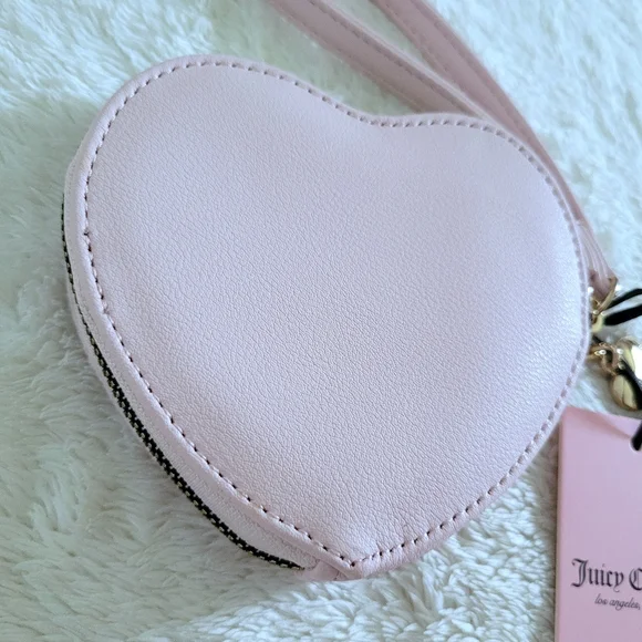 Juicy🍊 Couture Pink Clay Velour Heart🩷 Zip Around Coin Purse - NWT - Picture 15 of 16